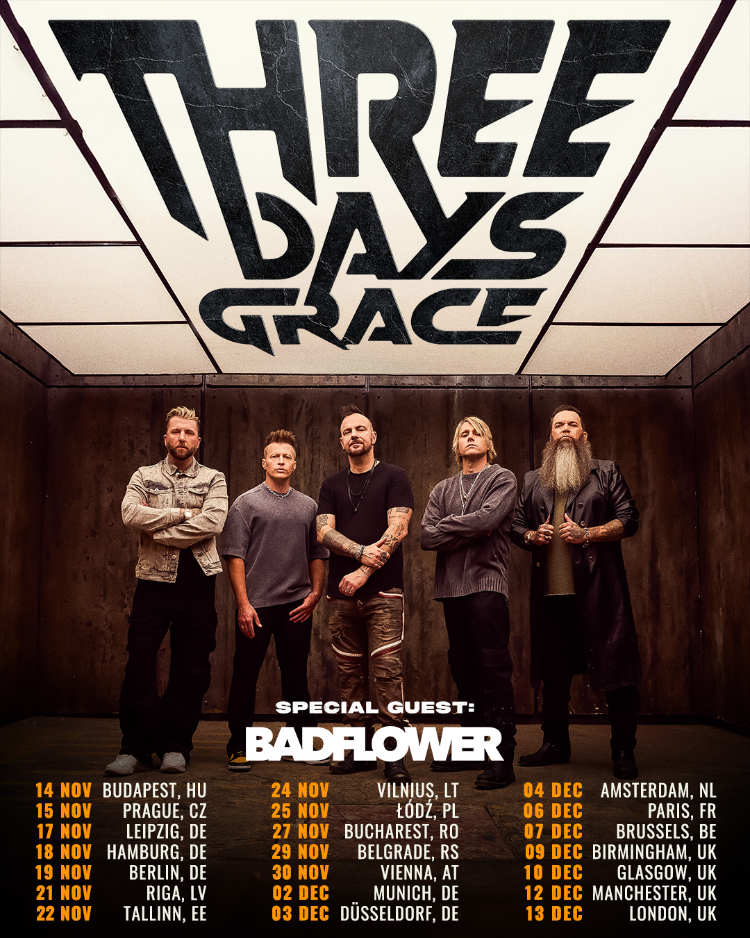 Three Days Grace Tour Poster 2025